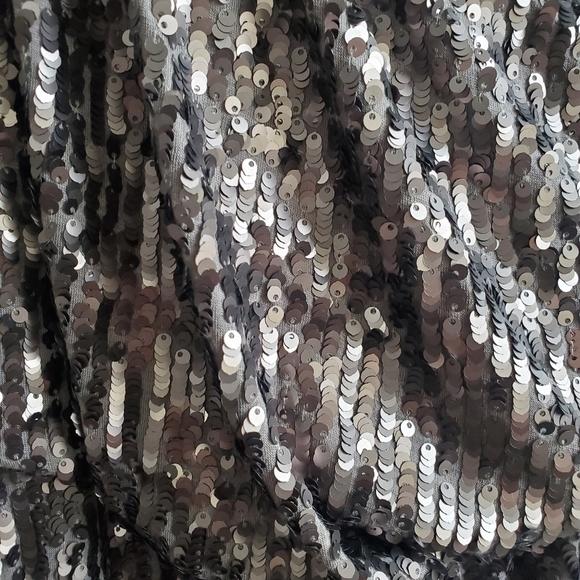 New Halston Heritage Sheath 1 Shoulder Sequin Gunmetal Cocktail Mini Dress Small - Picture 9 of 13